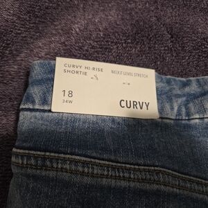 American Eagle Size 18 high rise curvy shortie jean shorts